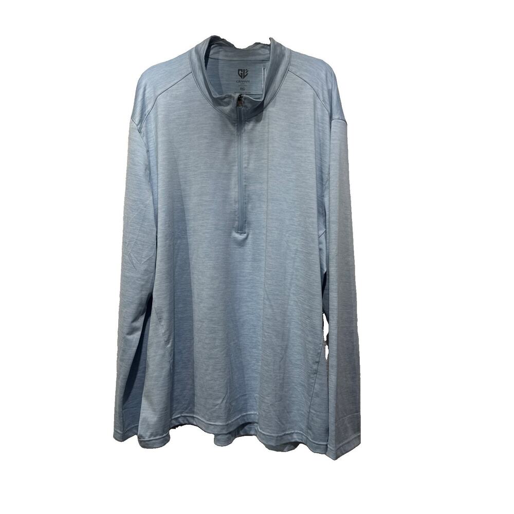 Graham Luxe Mens 3XL Light Blue Heathered Quarter Zip Pullover Long Sleeve